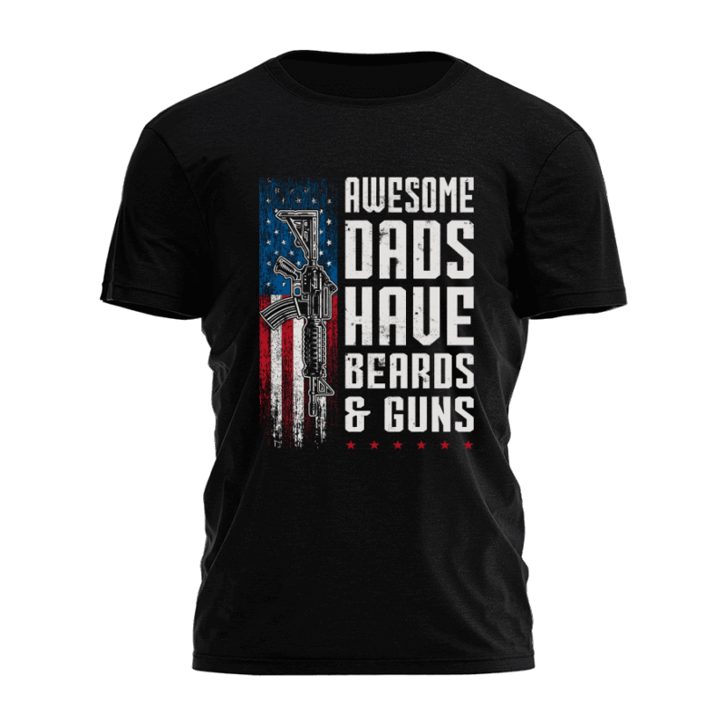 Maziani Awesome Dads Have Beards Graphic Tee – Cool Dad Unisex Shirt