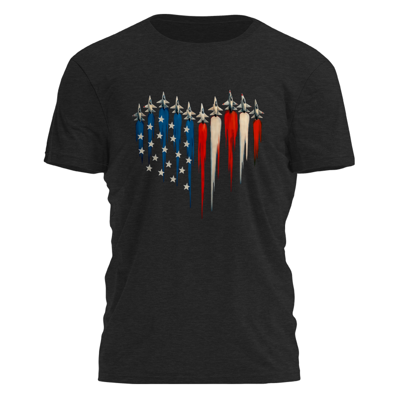 Maziani US Heart B-2 Bomber Graphic Tee – Patriotic Military Shirt